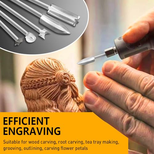 FOTYBEI Wood Carving Drill Bits Set Compatible with Dremel Rotary Tool 5 Different Engraving Drill Accessories Bit Wood Grinding Woodworking Tool with 3mm Shank for DIY Carving Drilling Micro Sculpture - Image 4
