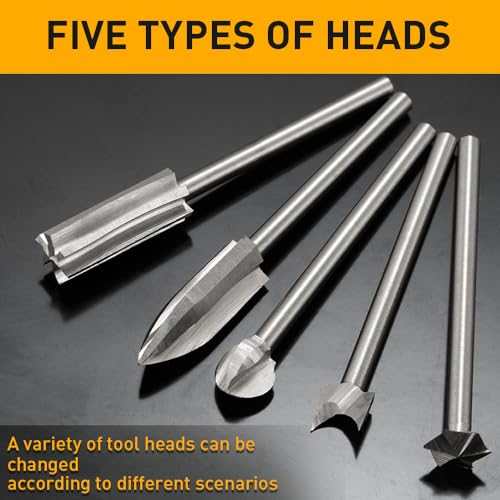 FOTYBEI Wood Carving Drill Bits Set Compatible with Dremel Rotary Tool 5 Different Engraving Drill Accessories Bit Wood Grinding Woodworking Tool with 3mm Shank for DIY Carving Drilling Micro Sculpture - Image 2