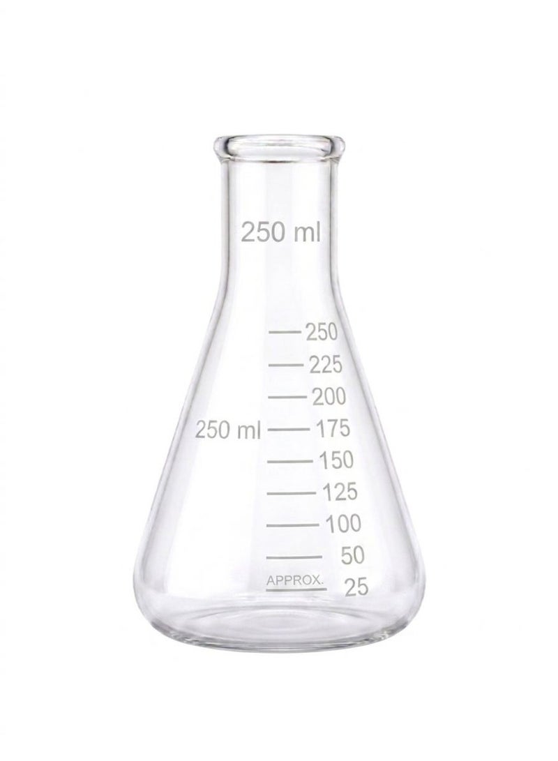 Protect Conical Flask 250ml Borosilicate Glass, Erlenmeyer Flask Heat Resistant Laboratory Measuring Flask for Chemical Lab, School & Scientific Use - Image 1