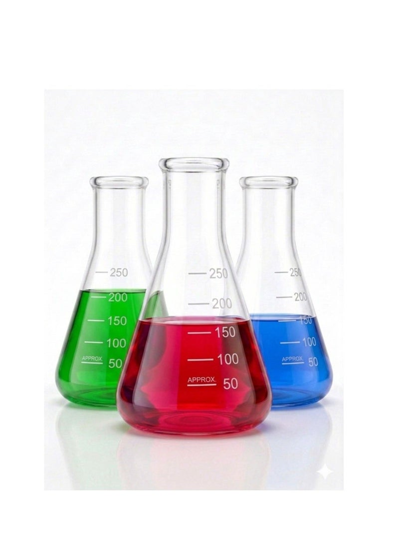 Protect Conical Flask 250ml Borosilicate Glass, Erlenmeyer Flask Heat Resistant Laboratory Measuring Flask for Chemical Lab, School & Scientific Use - Image 4