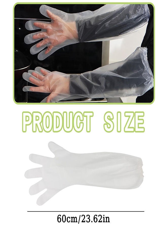 Disposable Waterproof Long Gloves, 40PCS Disposable Long Arm Glove with Elastic Cuff Household Cleaning Gloves Thick for Kitchen Dishwashing Food Handling Vegetable Washing Gloves(Clear) - Image 2