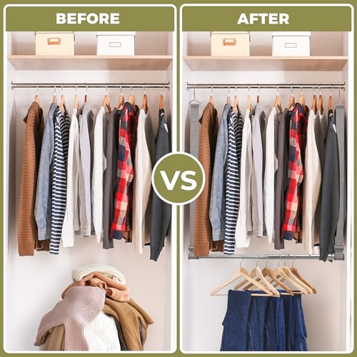 STORAGEIDEAS Hanging Closet Rod, 17-28In Width and Up to 32In Height Closet Extender, Double Hanging Bar with Powder-Coated Metal Pole and Adjustable Webbing, Space-Saving Tension Organizer, 2 Pack - Image 5