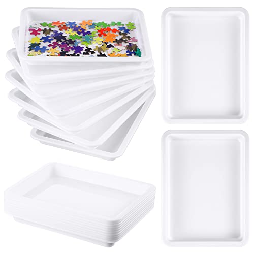 Hanaive 10 Pack Puzzle Sorting Trays for Jigsaws up to 1500 Pieces White Stackable Puzzle Sorting Trays Multipurpose Organizer Plates for Toys Beads Painting DIY Projects Fun Home Activities - Image 1