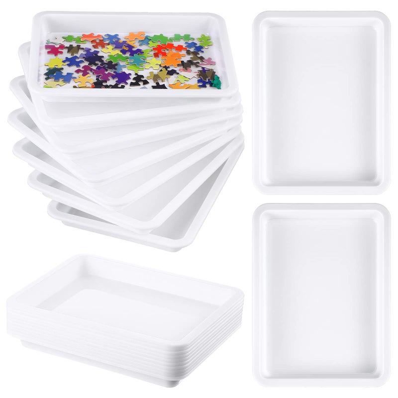Hanaive 10 Pack Puzzle Sorting Trays for Jigsaws up to 1500 Pieces White Stackable Puzzle Sorting Trays Multipurpose Organizer Plates for Toys Beads Painting DIY Projects Fun Home Activities - Image 2