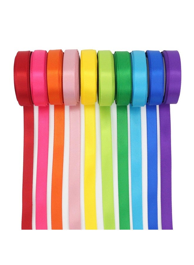 Meedee Rainbow Ribbon Solid Color Assortment 10 Colors Double Face Satin Ribbon For Gift Wrapping Happy Birthday Party Decorations 3/8" X 5 Yard Each Total 50 Yds Per Package - Image 2