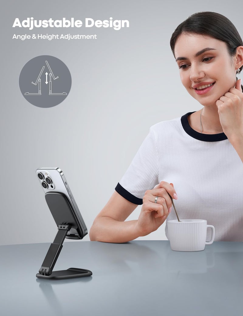 Lamicall Foldable Phone Stand for Desk - Height Adjustable Cell Phone Holder Portable Cellphone Cradle Desktop Dock Compatible with iPhone 16 15 14 13 Pro Max Mini, 12 11 XR X 8 Plus SE, Smartphone - Image 2