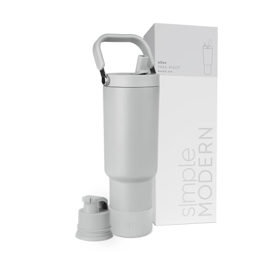 Simple Modern Trek Pivot | 40oz Flip Straw Tumbler with Handle | Water Bottle & Boot | Interchangeable Straw & Chug Lids | Insulated Stainless Steel Jug | Gym Sports Outdoors | Ice Gray - Image 1
