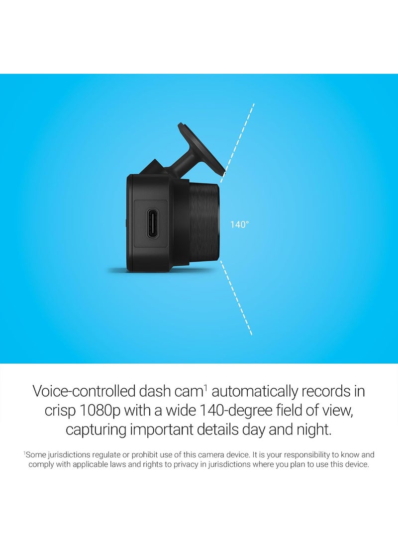 جارمين كاميرا مراقبة السيارة Garmin Dash Cam™ Mini 3 – فائقة الصغر، دقة 1080p HD، زاوية رؤية 140 درجة، مستقطب Clarity™ مدمج، تحكم صوتي، تسجيل تلقائي - Image 3