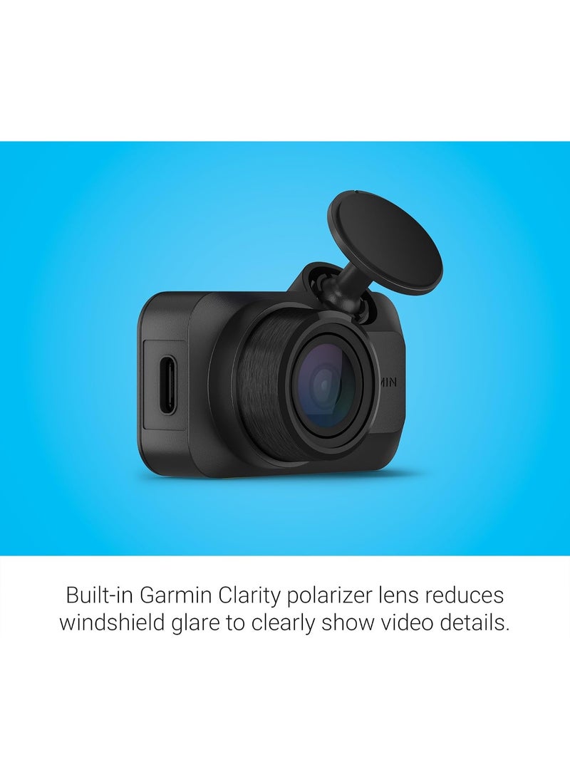 جارمين كاميرا مراقبة السيارة Garmin Dash Cam™ Mini 3 – فائقة الصغر، دقة 1080p HD، زاوية رؤية 140 درجة، مستقطب Clarity™ مدمج، تحكم صوتي، تسجيل تلقائي - Image 4