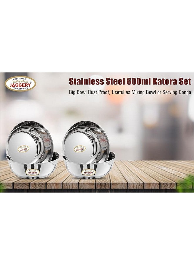 JAGGERY Stainless Steel Katora Set,Big Bowl Rust Proof,Useful as Mixing Bowl or Serving Donga (Pack of 4, 1000 ml) - Image 5