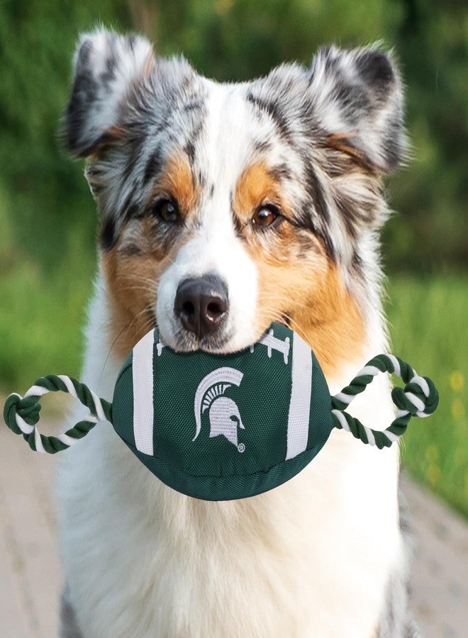 Pets First NCAA Michigan State Spartans Football Dog Toy, Tough Quality Nylon Materials, Strong Pull Ropes, Inner Squeaker, Collegiate Team Color - Image 3