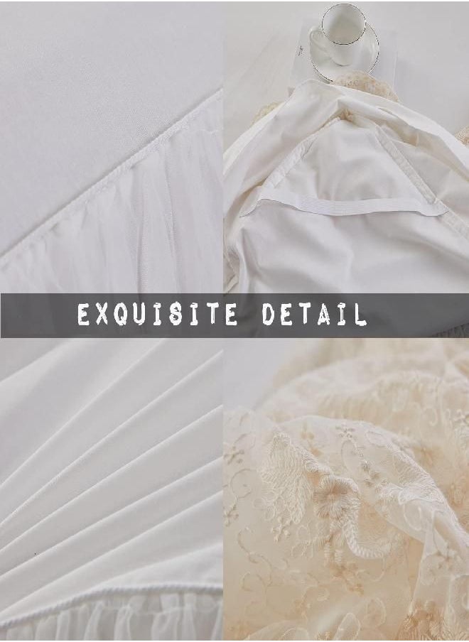 Brandream - Brandream Lace Bed Skirt Queen Size Cream White 18 Inch Drop Romantic Dust Ruffle Split Corners Bed Sheets Cover - Image 1