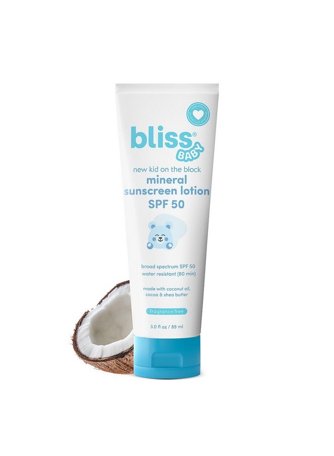 Bliss Baby Sunscreen, Premium SPF 50 Mineral Lotion, Natural Zinc Oxide, Fragrance-Free, Hypoallergenic & Dermatologist Tested, Water-Resistant, Vegan, Sensitive Skin - For Babies, Kids & Whole Family - Image 1