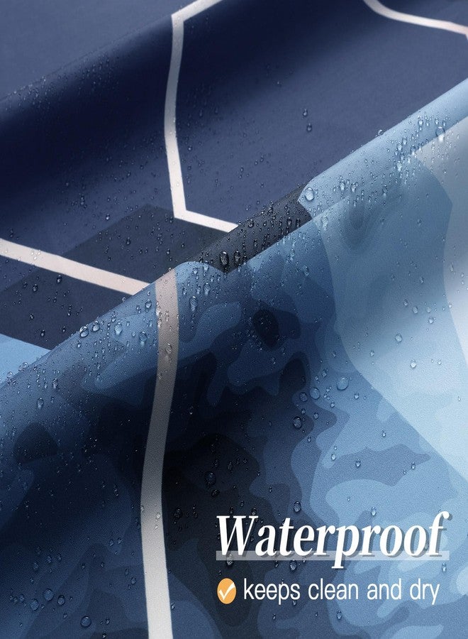 Litabel Blue Shower Curtain Set, Modern Geometric Art Decor Waterproof Bath Curtain, Abstract Fabric Shower Curtain for Bathroom, 72x72 Inch - Image 3