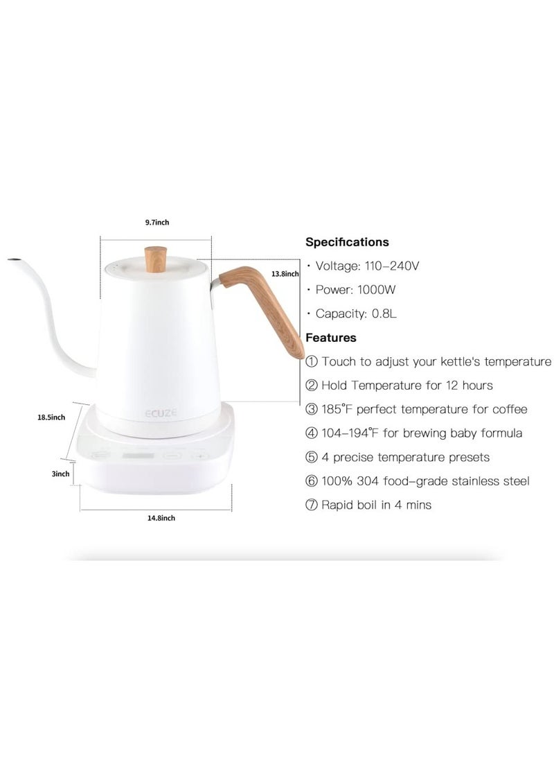 Generic - Electric Kettle with Temperature Control 3 Presets Pour Over Electric Kettle for Coffee&Tea Quick Heating Hot Water Kettle Stainless Steel Inner Auto Shutoff Boil-Dry Protection 0.8L (Black) - Image 1