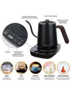 Generic Electric Kettle with Temperature Control 3 Presets Pour Over Electric Kettle for Coffee&Tea Quick Heating Hot Water Kettle Stainless Steel Inner Auto Shutoff Boil-Dry Protection 0.8L (Black)  - Image 5