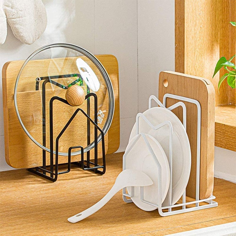 Sunficon 2 Pack Cutting Board Racks Holders Pot Pan Lids Holders Chopping Board Organizers Thin Bakeware Trays Dry Display Stands Kitchen Countertop Cabinet Office Black - Image 5
