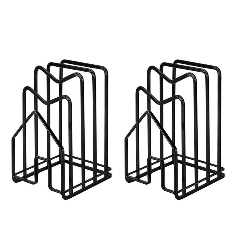 Sunficon 2 Pack Cutting Board Racks Holders Pot Pan Lids Holders Chopping Board Organizers Thin Bakeware Trays Dry Display Stands Kitchen Countertop Cabinet Office Black - Image 1