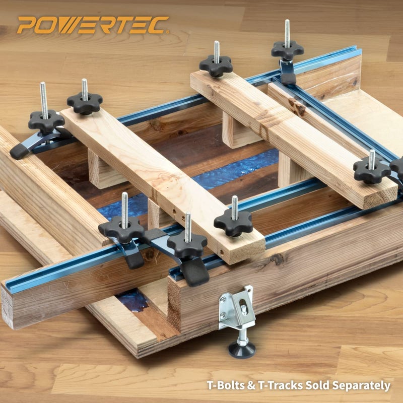 POWERTEC 5 Pack 1/4"-20 5 Star Knobs, Thumb Screw Threaded Knobs for T Track & Table Saw Accessories, Featherboard, Woodworking Jigs on Miter Saw, Router Table, Drill Press (71072) - Image 5