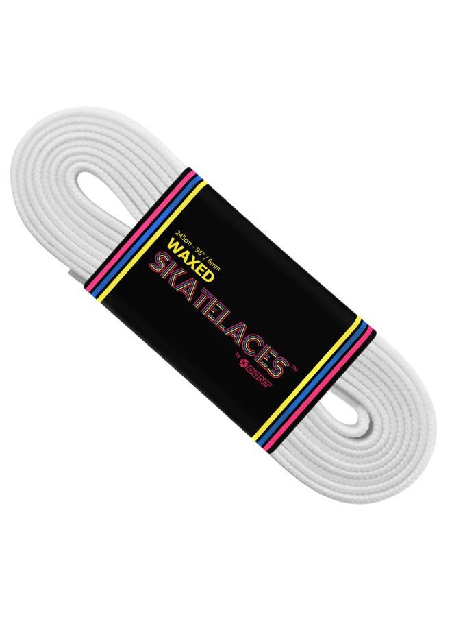 Bont Skates Waxed Laces - 6mm & 8mm -47" 71" 79" 96" 108" -Snow White, Snow White, 6mm Wide / 96 inch / 245cm - Image 1