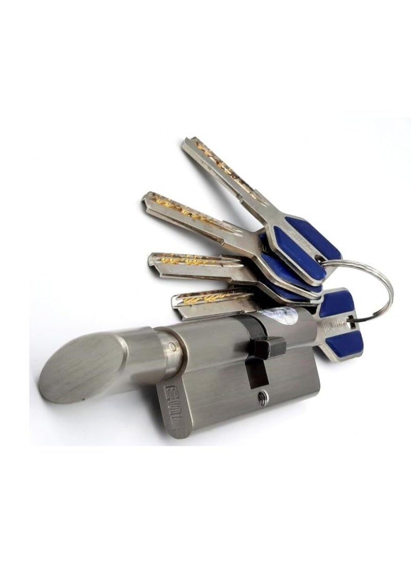 MSM Lock Cylinder ISO9001 5 Computer Keys with Rubber Grip, Spanish Product (80mm (Keys + Knobe), Silver - Image 1