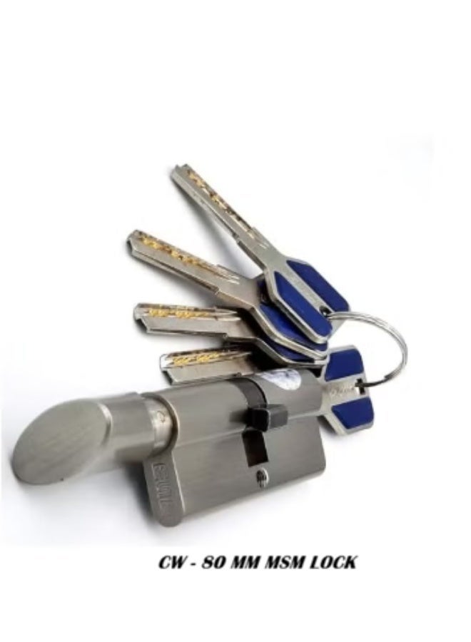 MSM Lock Cylinder ISO9001 5 Computer Keys with Rubber Grip, Spanish Product (80mm (Keys + Knobe), Silver - Image 2