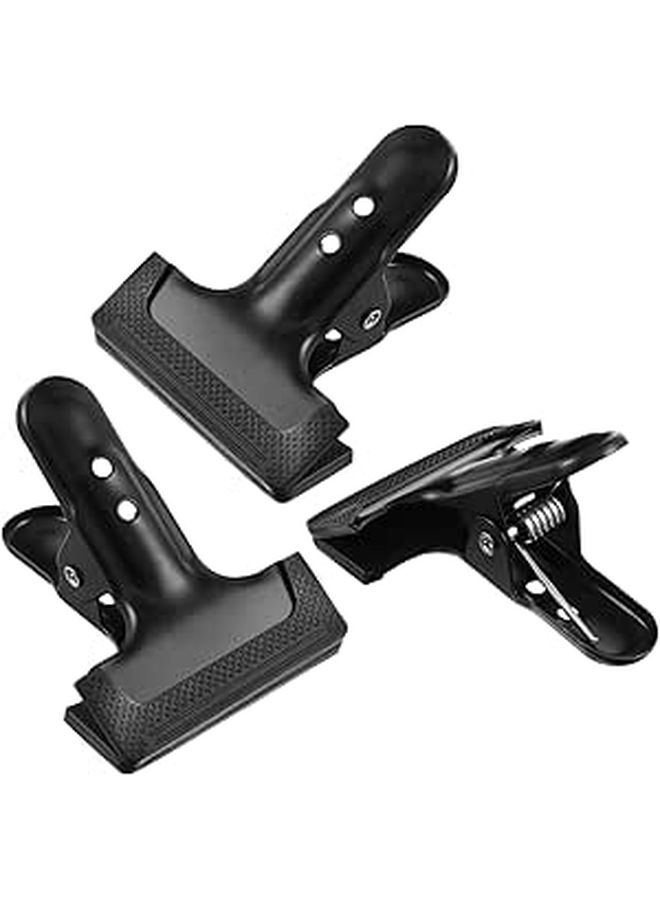 Gatuida 3 Pieces Backdrop Cloth Spring Clamps Photography Background Clips With Protective Grip For Photo Studio And Lighting Equipment Black - Image 1