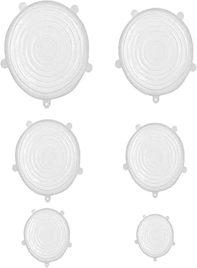 Silicone Lids Reusable Food Save Cover Heat Resisting Fits All Sizes and Shapes of Containers 6 PCS
