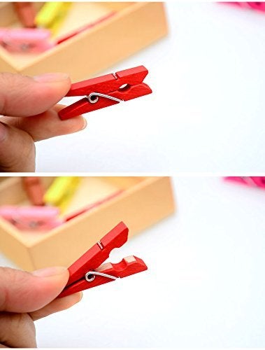 3A Featuretail 1.5 Inch Multicolored Wooden Photo Paper Clips for Crafts, Decoration and DIY Projects (Pack of 50) - Image 5