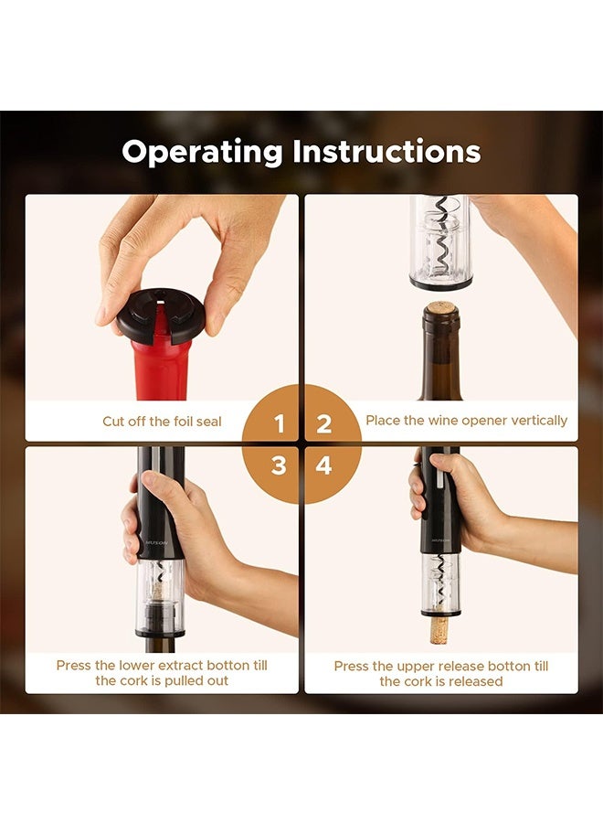 JCB CHIC مفتاح زجاجات النبيذ الكهربائي مفتاح زجاجات النبيذ مع قاطع رقائق معدنية 2 سدادات فراغية مرشح هواء، مفتاح زجاجات النبيذ الأوتوماتيكي 4 في 1 مجموعة هدايا لمحبي النبيذ الرجال الآباء المطبخ الحفلات المنزل - Image 3