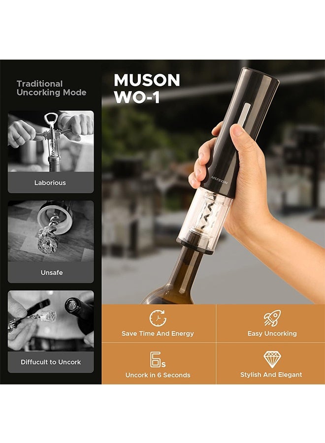 JCB CHIC مفتاح زجاجات النبيذ الكهربائي مفتاح زجاجات النبيذ مع قاطع رقائق معدنية 2 سدادات فراغية مرشح هواء، مفتاح زجاجات النبيذ الأوتوماتيكي 4 في 1 مجموعة هدايا لمحبي النبيذ الرجال الآباء المطبخ الحفلات المنزل - Image 2