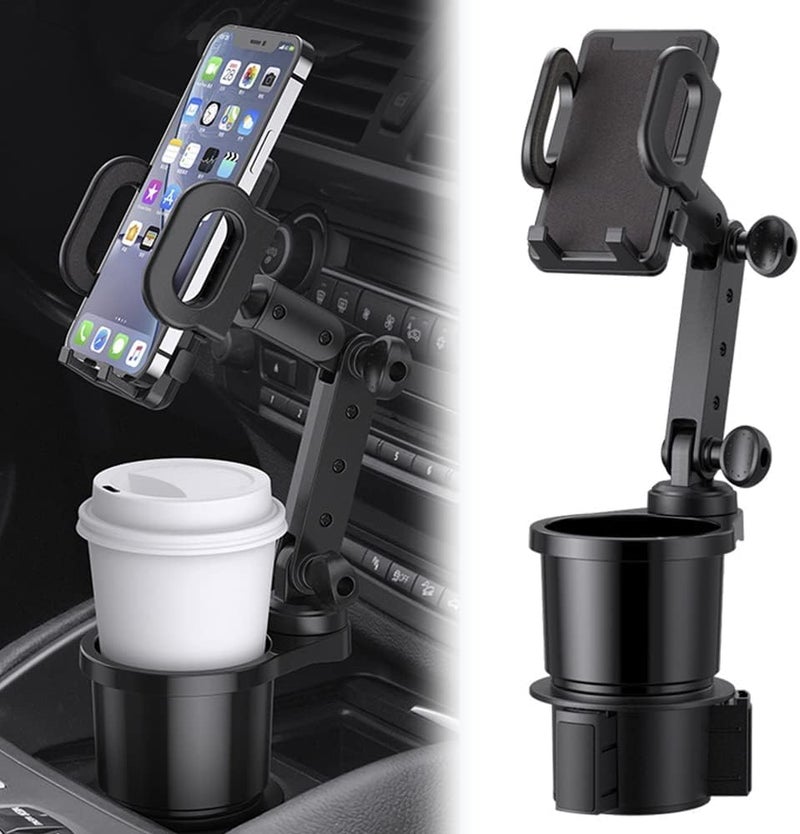 CozyNook Car Phone Mount 2 in 1 Cup Holder Phone Holder, Adjustable Base with 360° Rotation, Universal Car Mobile Holder Compatible with All Smartphones - Image 2