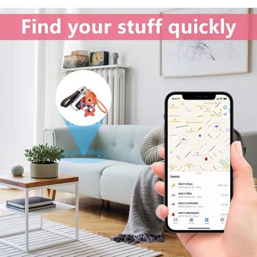 ZOUITY Leather Keychain Holder Case Compatible with AirTag,Cute Protective Cover with Keyring and Lanyard,Anti-Scratch Finder GPS Tracker Case for Wallet Keys,Bag,Pets,Backpack(Red Fish) - Image 5