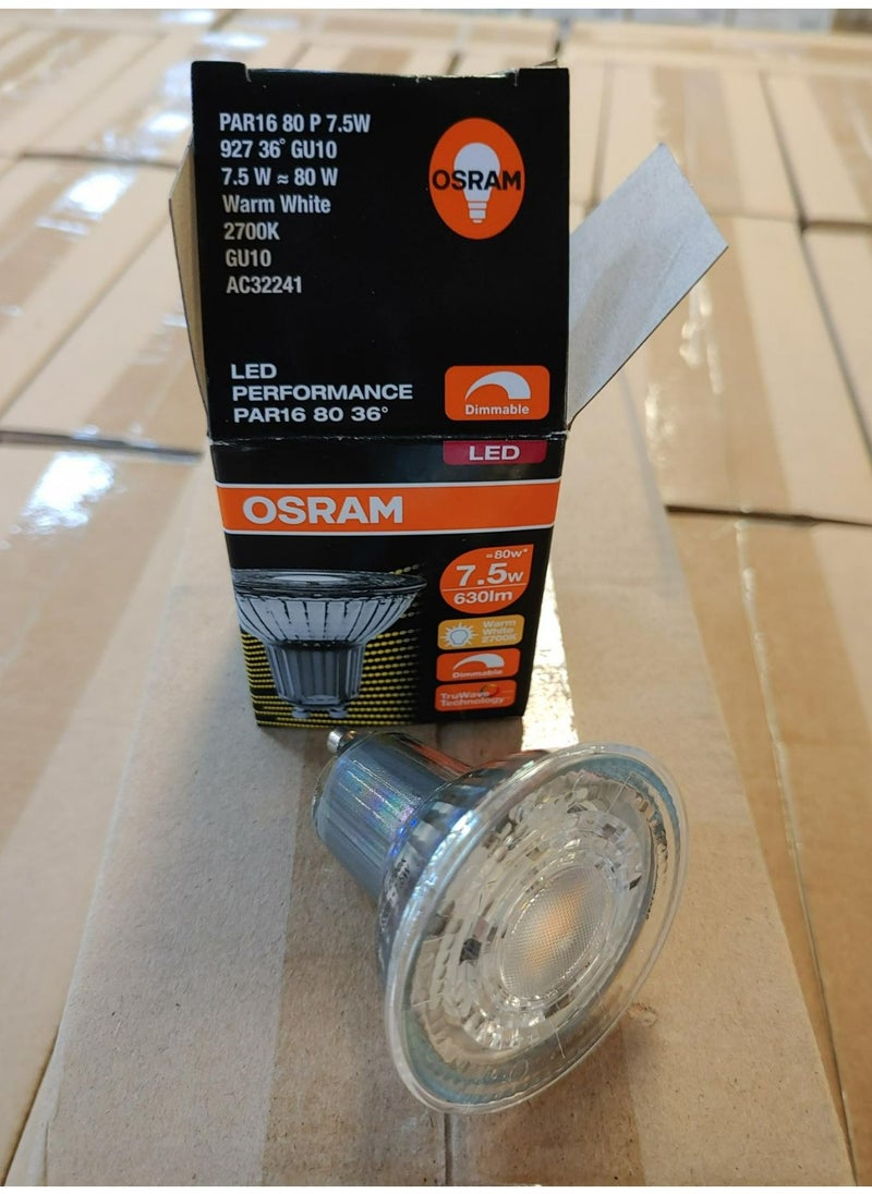 Osram Osram LED Eco PAR16 GU10 Lamp 36 Degree 7.5W, Very Warm White 2700K(Yellow) Dimmable Pack Of 10  - Image 5
