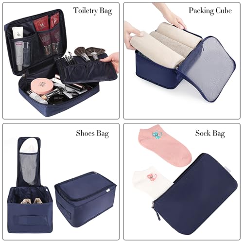 BAGAIL 8 Set Packing Cubes Luggage Packing Organizers for Travel Accessories-Indigo - Image 3