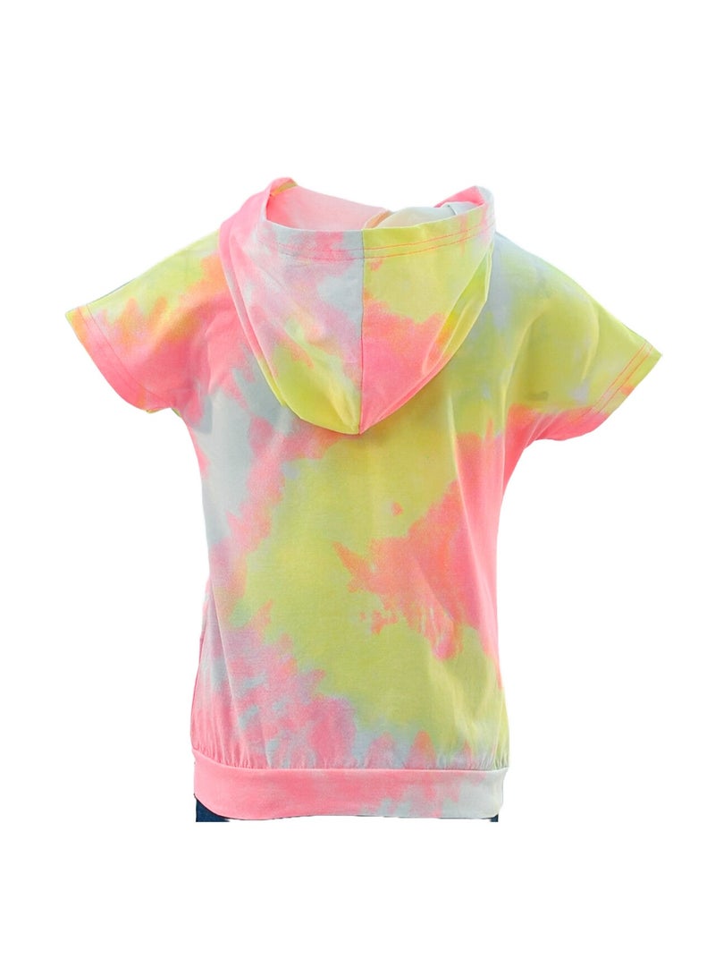 JOANNA JOANNA 23KY407B Girl's Toronto Never Underestimate Print Lowered Pocket Hoodie Short Sleeve T-Shirt - Pink/Yellow/Purple  - Image 3