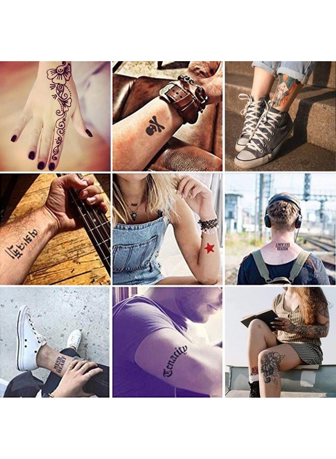 NewCraft 4 Packs Black Temporary Tattoo Ink and Stencils for Women Men, Trend DIY Fake Freckles 103 Pcs Stencils Temporary Tattoo Kit - Image 4