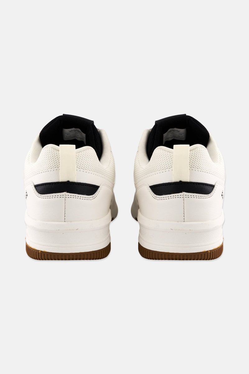 Algspar Men Leather Upper Lace Up Casual Shoes, White - Image 2