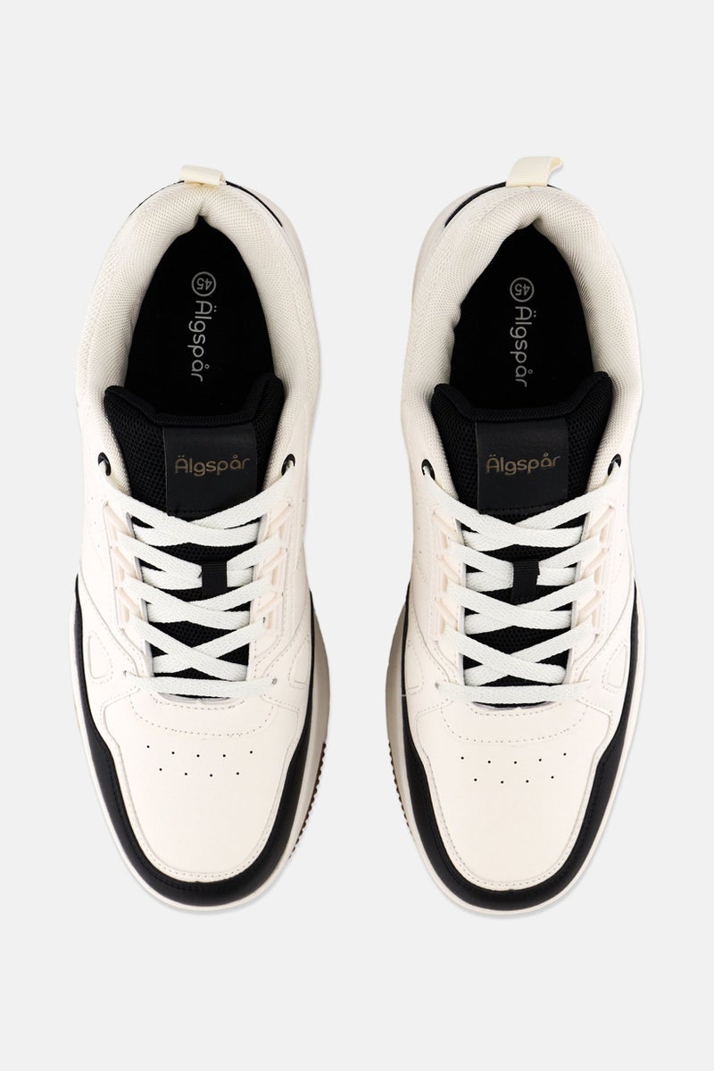 Algspar Men Leather Upper Lace Up Casual Shoes, White - Image 3