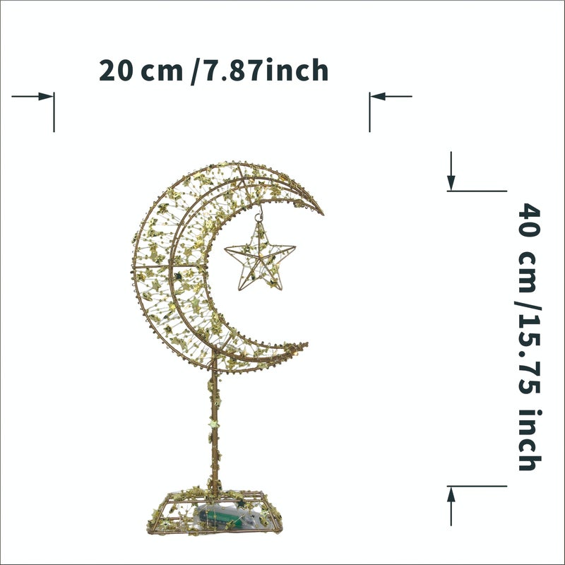 نجمة القمر الذهبية السوداء المزخرفة – 20 لمبة LED تعمل بالبطارية، قطع معدني، سهل التركيب، زينة منزلية - Image 3