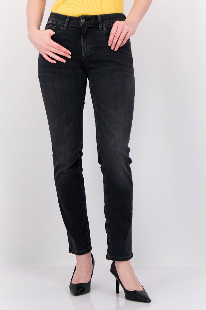 ESPRIT Women Slim Fit Washed Stretchable Jeans, Black - Image 1