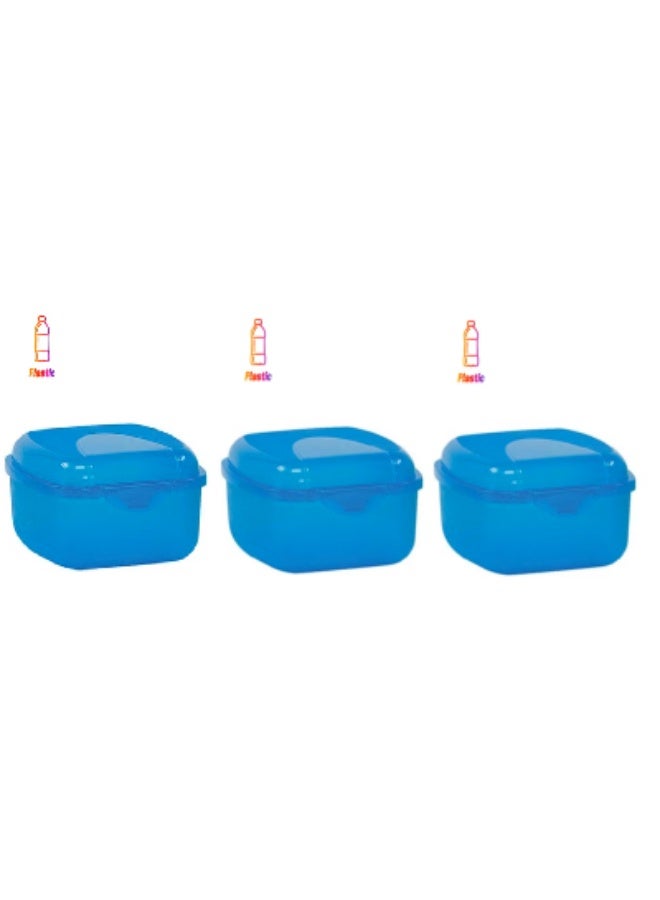 ريفال Pack of 3 Blue Snack Box Food Containers – BPA-Free Plastic Kitchen Storage Boxes with Lids | Reusable Lunch & Snack Organizer for Home, School & Office - Image 2