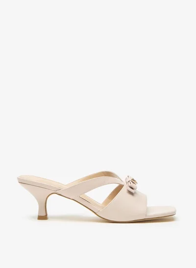 فلورا بيلا من شو إكسبرس Women Bow Accent Slip-On Sandals with Kitten Heels