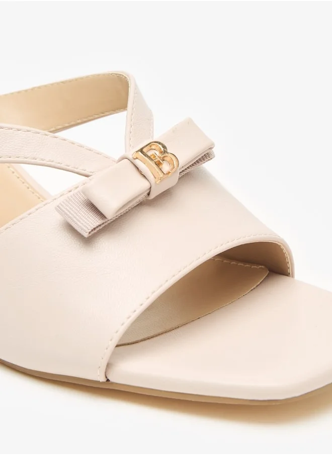 Flora Bella By Shoexpress Women Bow Accent Slip-On Sandals with Kitten Heels