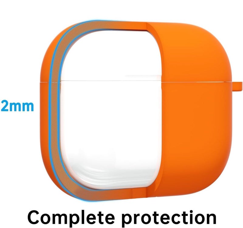 Meyaar for Apple AirPods Pro 3 ​​​​​​​Case Cover with Keychain, Soft Skin Silicone Case Cover, Full Protective Case Cover Compatible with AirPods Pro (3rd Generation) Case 2025 (Orange) - Image 4