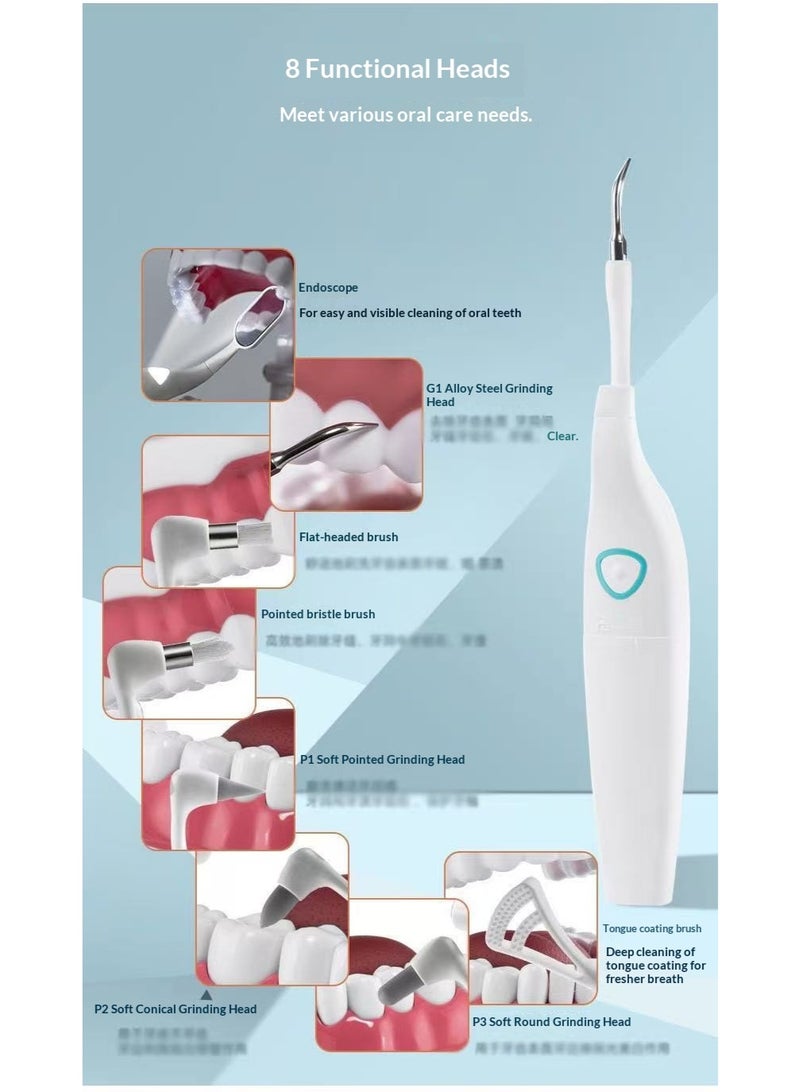 HYH Electric Sonic Dental Cleaner, Portable Home Teeth Cleaning Kit, Multifunctional Oral Care Set with Multiple Tips for Plaque & Tartar Removal - Image 5