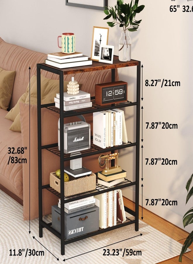 Yusong Shoe Rack Organizer, 5 Tier Industrial Shoe Storage Shelf, Narrow Sturdy Metal Shoe Shelves for Closet Entryway, Rustic Brown - Image 5