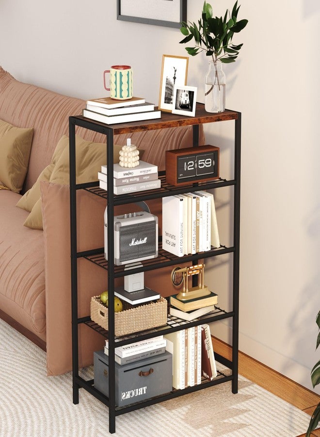 Yusong Shoe Rack Organizer, 5 Tier Industrial Shoe Storage Shelf, Narrow Sturdy Metal Shoe Shelves for Closet Entryway, Rustic Brown - Image 4