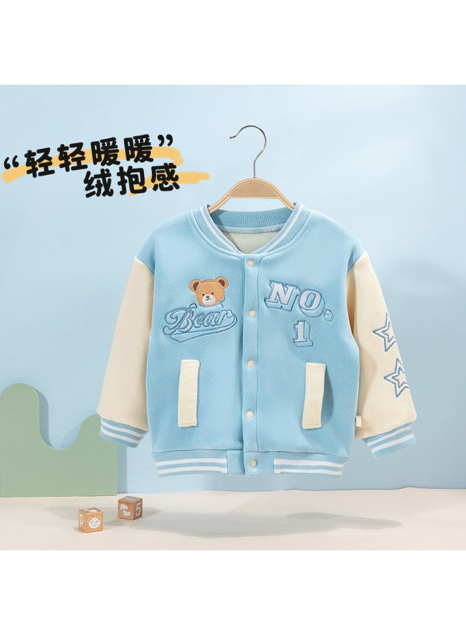 Bornbay spring/fall Boys' Outerwear Playful Cartoon Jacket With Warm Fleece Lining Windproof Coat Top - Image 2