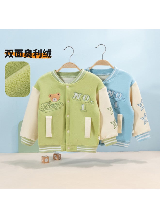 Bornbay spring/fall Boys' Outerwear Playful Cartoon Jacket With Warm Fleece Lining Windproof Coat Top - Image 3